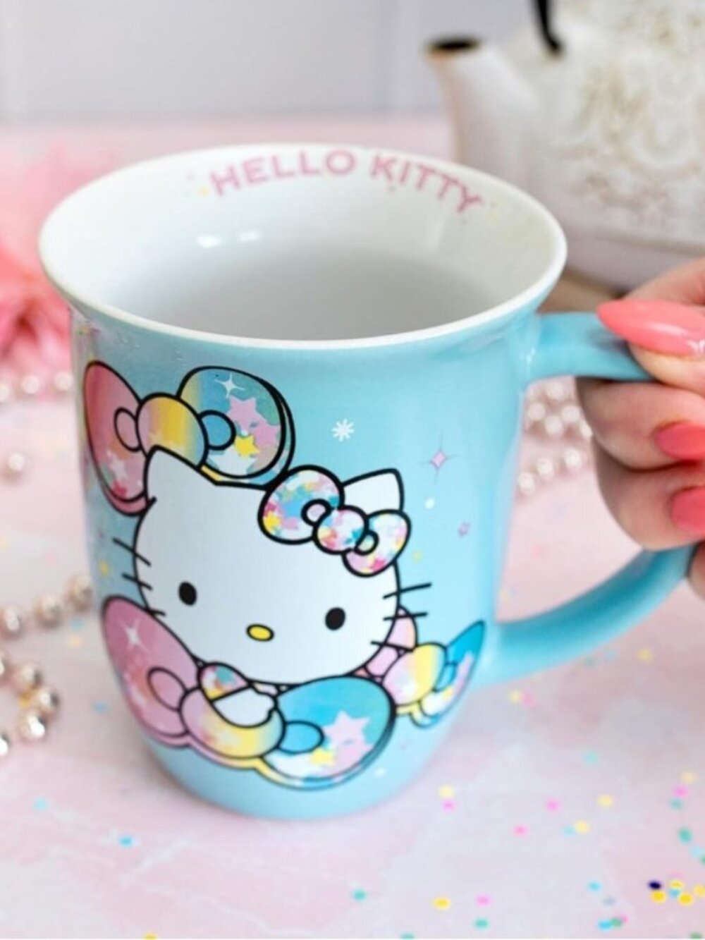 HELLO KITTY Ribbon Star 16oz Blue Ceramic Mug